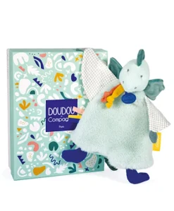 Doudou plat dinosaure vert Filou - 25 cm