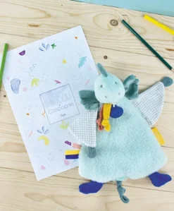 Doudou plat dinosaure vert Filou - 25 cm