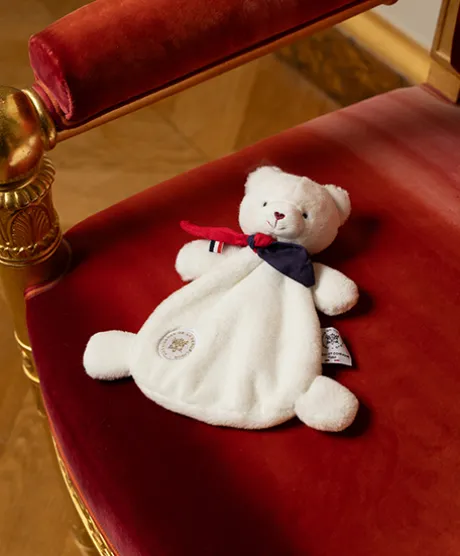 Doudou plat fabriqué en France - L'Ours Élysée - 22 cm