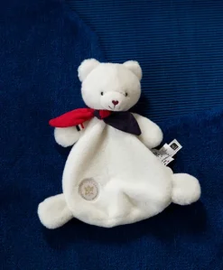 Doudou plat fabriqué en France - L'Ours Élysée - 22 cm