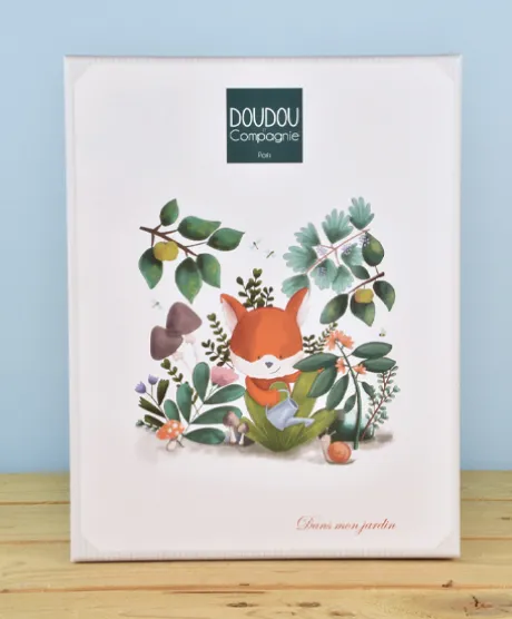Doudou plat hochet billes - Renard Romarin - 21 cm