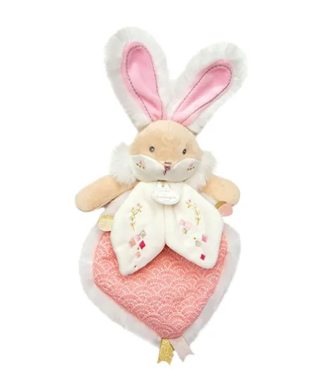 Doudou plat lapin de sucre rose - 24 cm