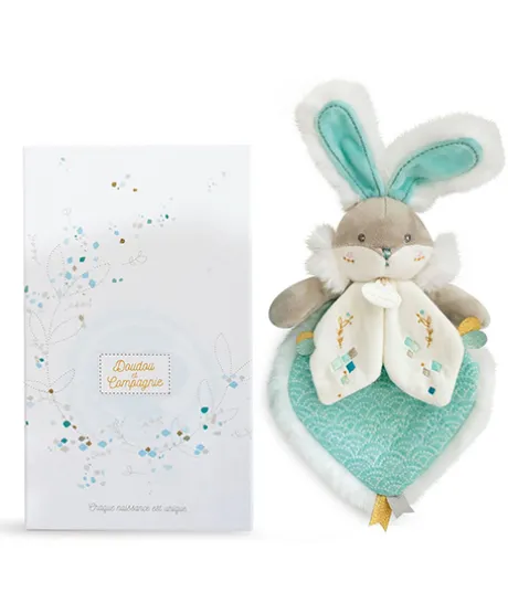 Doudou plat lapin de sucre vert - 24 cm