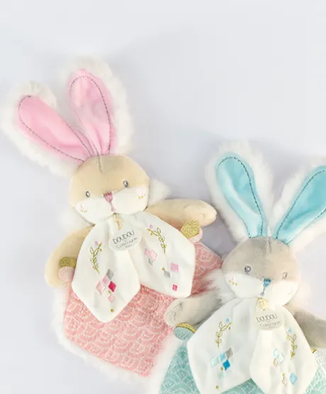 Doudou plat lapin de sucre vert - 24 cm