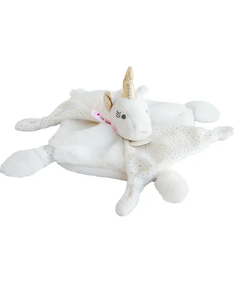 Doudou plat Licorne blanche - 22 cm