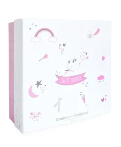 Doudou plat Licorne blanche - 22 cm