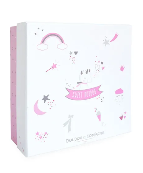 Doudou plat Licorne rose - 22 cm