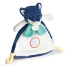 Doudou plat Loup bleu marine Tiwipi - 23 cm