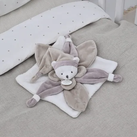 Doudou plat Ours Collector taupe - 24 cm