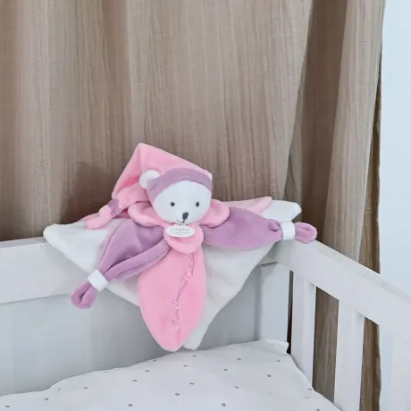 Doudou plat Ours Collector rose - 24 cm
