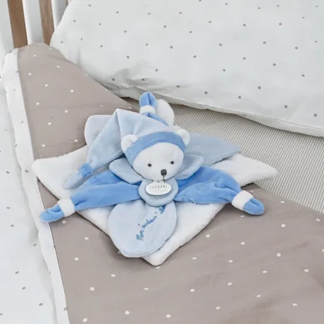 Doudou plat Ours Collector bleu - 24 cm