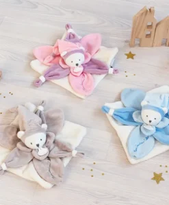 Doudou plat Ours Collector rose - 24 cm