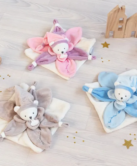 Doudou plat Ours Collector rose - 24 cm