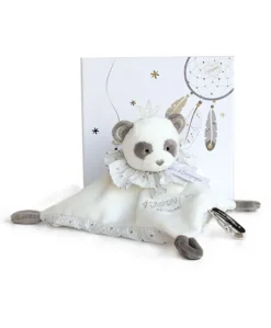 Doudou plat Panda gris - Attrape-rêves - 20 cm