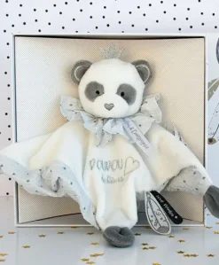 Doudou plat Panda gris - Attrape-rêves - 20 cm