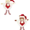 Doudou plat petit lutin Noël rouge et blanc - Modèle aléatoire- 17 cm