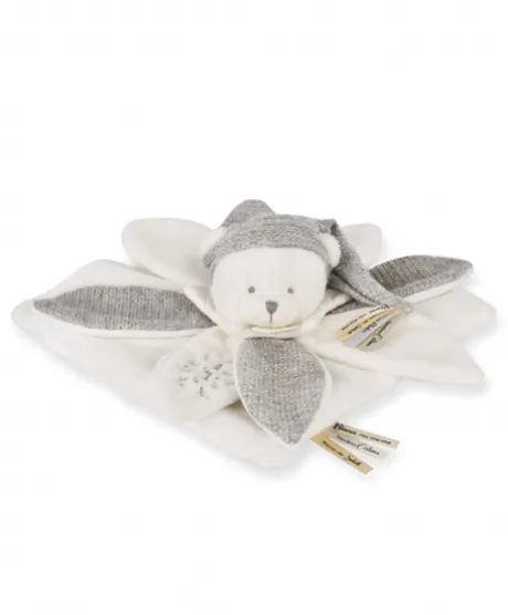 Doudou plat pétales Ours Gris - 25 cm - Collection Anniversaire