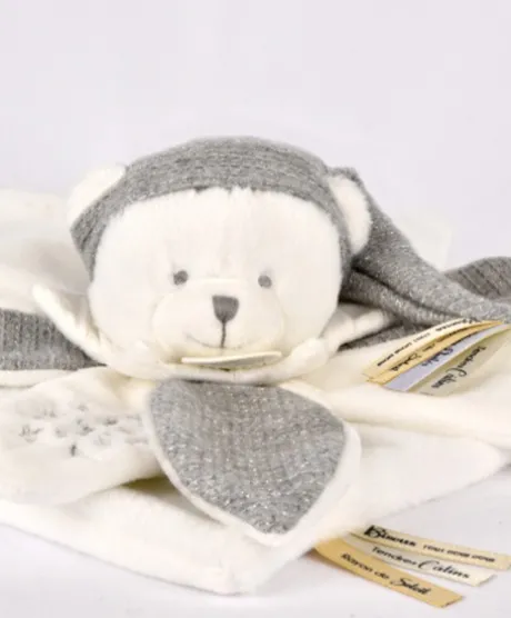 Doudou plat pétales Ours Gris - 25 cm - Collection Anniversaire