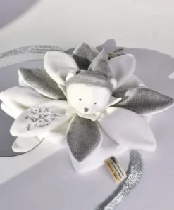 Doudou plat pétales Ours Gris - 25 cm - Collection Anniversaire