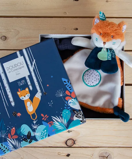 Doudou plat Renard Tiwipi - 23 cm