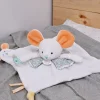 Doudou plat souris blanc avec marionnette à doigt - 30 cm
