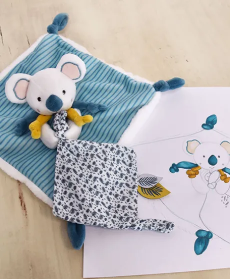 Doudou plat Yoca le koala - 25 cm