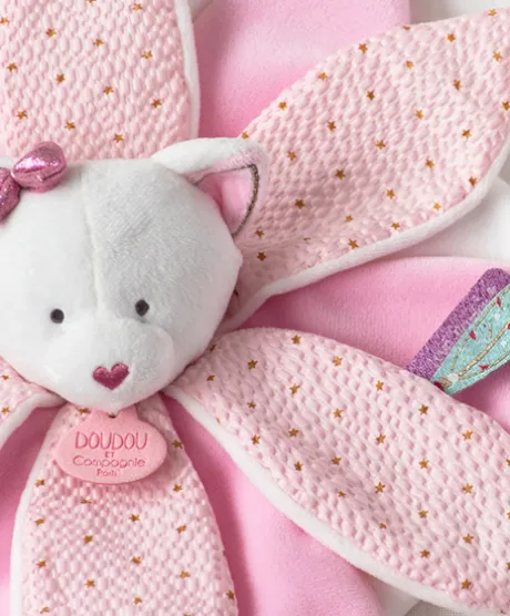 Doudou pétales Chat rose- Attrape-rêves - 26 cm