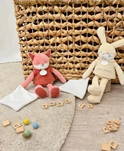 Doudou Renard rose avec mouchoir - Sweety - 25 cm
