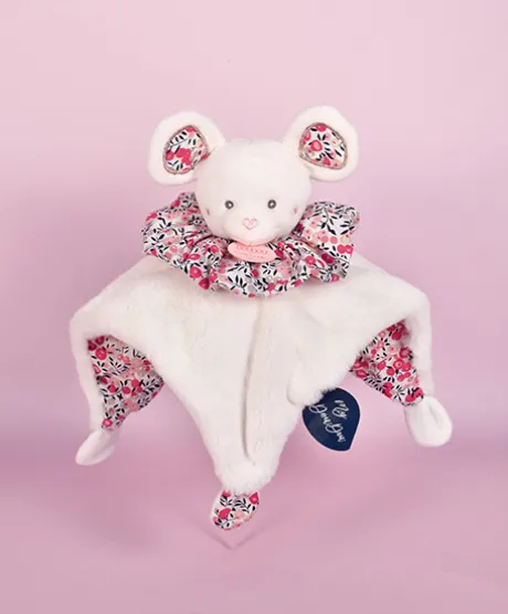 Doudou Souris blanche - Cocon - Balle d'éveil - 3 EN 1