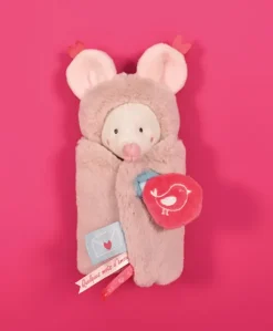 Doudou Souris blanche avec cape - Papillotte - 3 EN 1