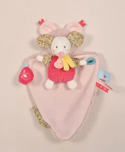 Doudou Souris blanche avec cape - Papillotte - 3 EN 1