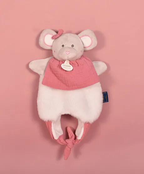 Doudou Souris marionnette - Petit sac - Amusette 3 EN 1