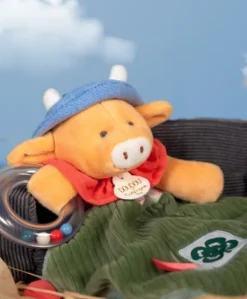 Doudou vache avec hochet billes - Aneth -21 cm