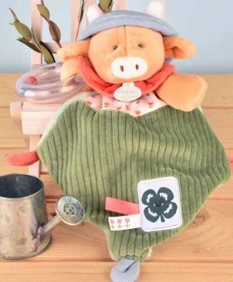 Doudou vache avec hochet billes - Aneth -21 cm