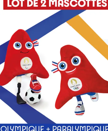 Duo de peluches mascottes Olympique et mascotte Paralympique JO paris 2024 - 23 CM