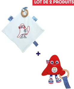 Duo Doudou plat et hochet pour bébé JO Paris 2024