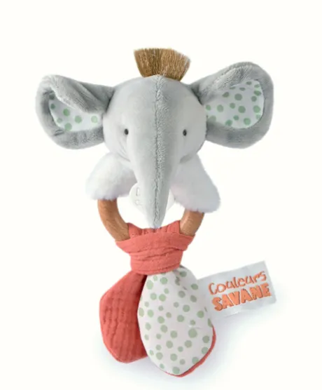 Hochet bébé éléphant - 15 cm
