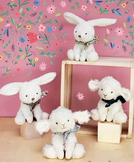Lapin blanc avec chouchou -12 cm - Modèle aléatoire
