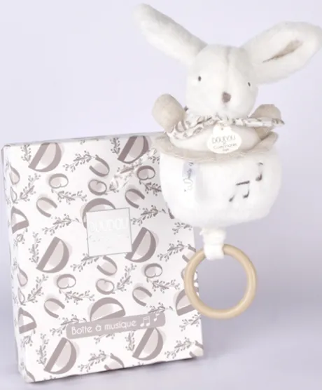 Lapin DOUDOU® - boite à musique lapin - 20 cm - Blanc