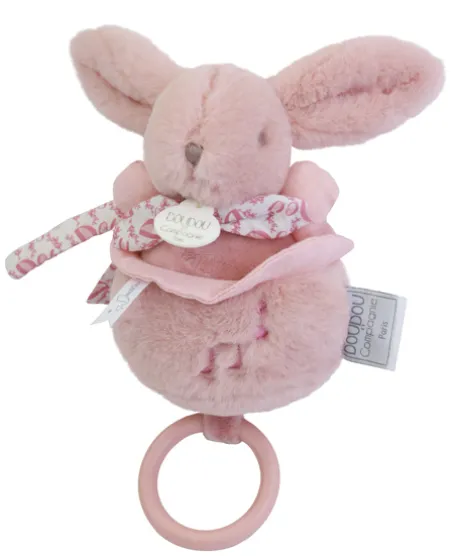 Lapin DOUDOU® - boite à musique lapin - 20 cm - Rose