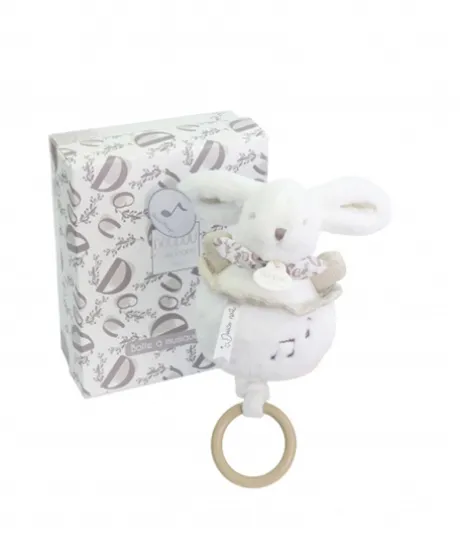 Lapin DOUDOU® - boite à musique lapin - 20 cm - Blanc