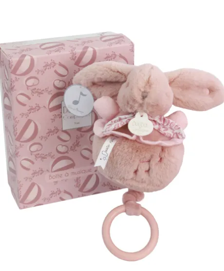 Lapin DOUDOU® - boite à musique lapin - 20 cm - Rose