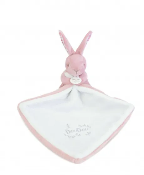 Lapin DOUDOU® - Doudou Lapin mouchoir- 10 cm - Rose