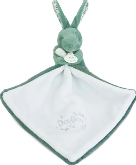 Lapin DOUDOU® - Doudou Lapin mouchoir- 10 cm - Vert