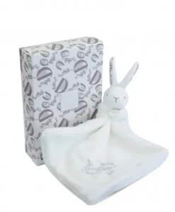 Lapin DOUDOU® - Doudou Lapin mouchoir- 10 cm - Blanc