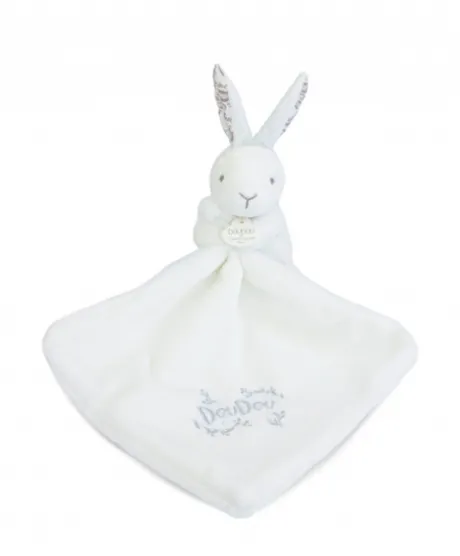 Lapin DOUDOU® - Doudou Lapin mouchoir- 10 cm - Blanc