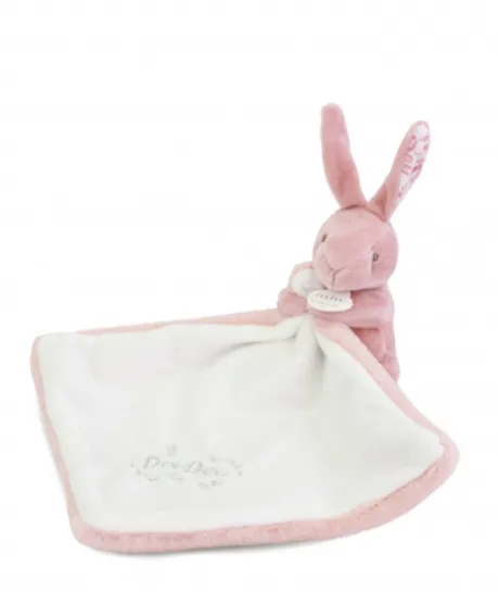 Lapin DOUDOU® - Doudou Lapin mouchoir- 10 cm - Rose