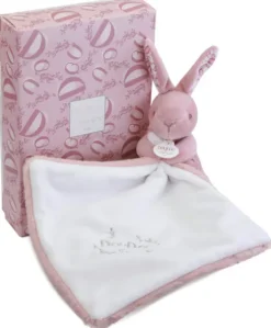 Lapin DOUDOU® - Doudou Lapin mouchoir- 10 cm - Rose