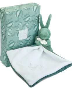 Lapin DOUDOU® - Doudou Lapin mouchoir- 10 cm - Vert