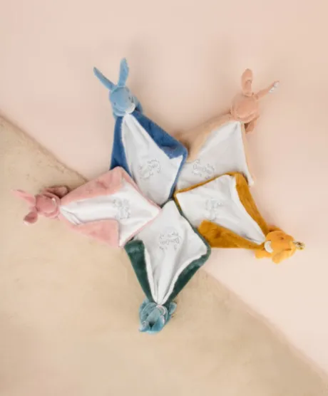 Lapin DOUDOU® - Doudou Lapin mouchoir- 10 cm - Rose